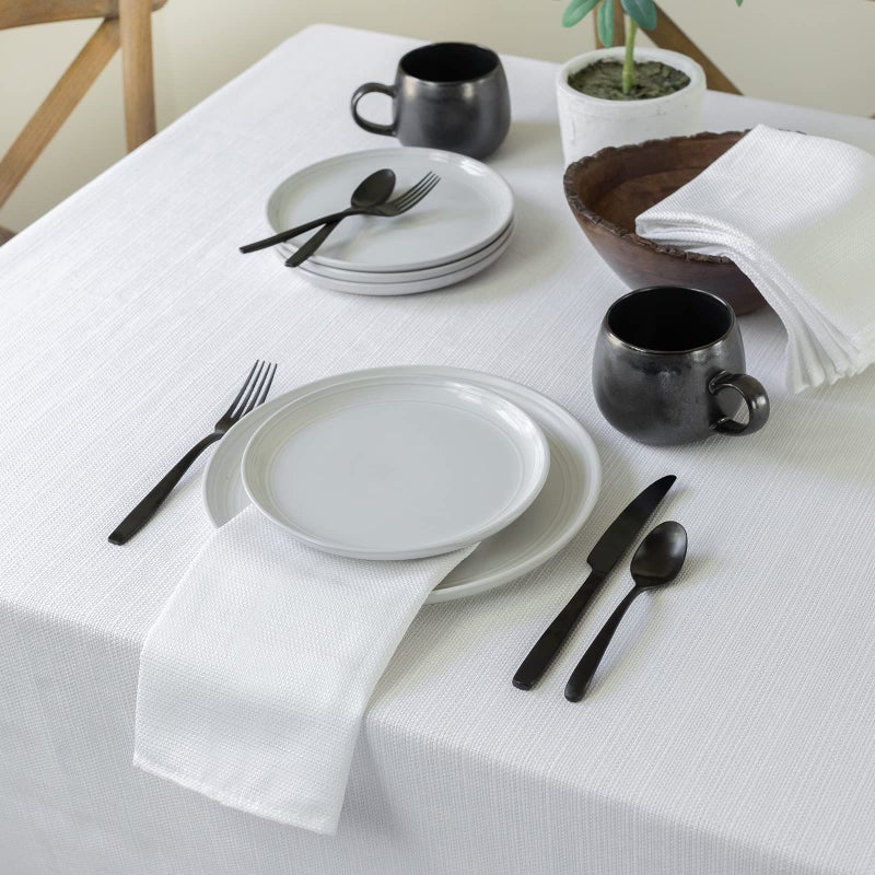 Benson Mills Cameron Textured Fabric Table Cloth, for Everyday Home Dining, Parties, Weddings & Holiday Tablecloths (60" x 104" Rectangular, White) - Image 5